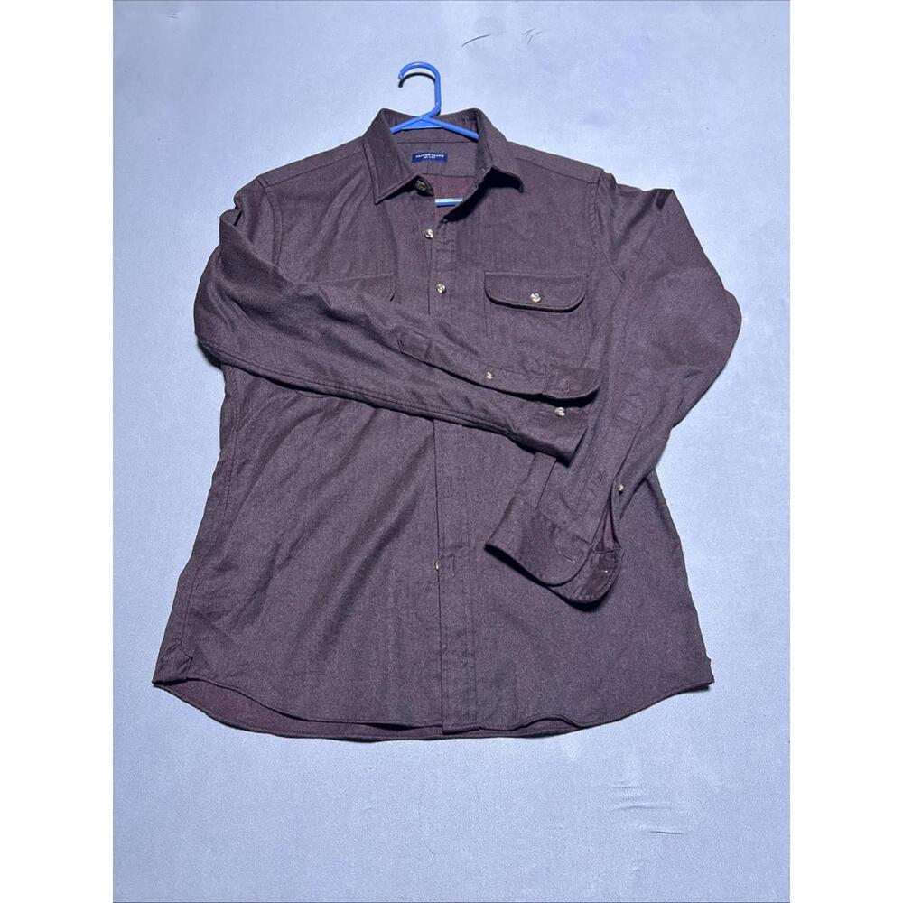 Proper Cloth 100% Wool Long Sleeve Button Up Dress Shirt Maroon Mens Large
